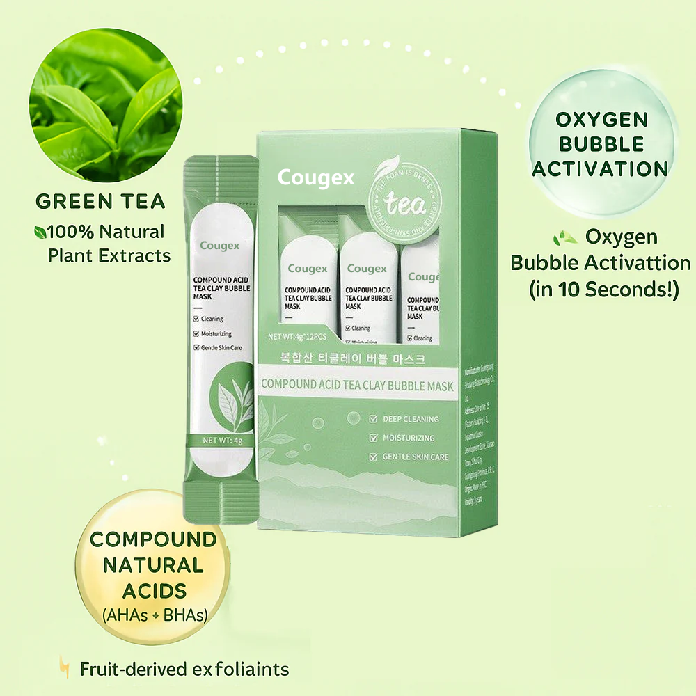 Cougex™ Green Tea InstaFoam Detox Mask 🍃 | Say Bye to Blackheads in 10 Seconds! 🧖♀️✨